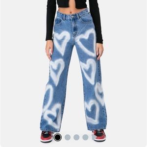 Adika denim blue heart jeans, size xs.